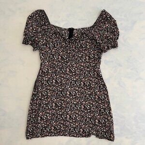 Floral Milkmaid Style Tie Front Short Sleeve Dress